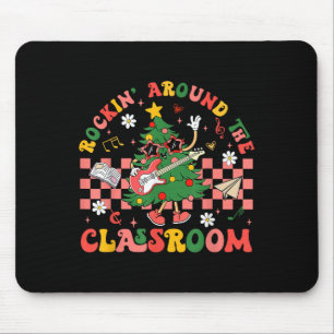 Teacher Christmas Rockin' Around The Clroom Retro  Mouse Pad