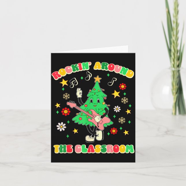 Teacher Christmas Shirts Pajama Matching Rockin' A Card (Front)