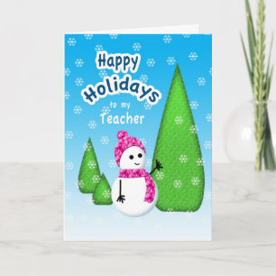 Teacher Christmas Snowman Holiday Card