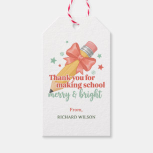 Teacher Christmas Thank You Merry and Bright Gift Tags