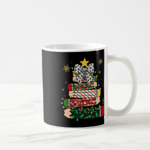 Teacher Christmas Tree Lights Pencil Leopard Print Coffee Mug