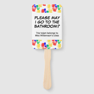 Teacher Classroom Management BATHROOM PASS REQUEST Hand Fan