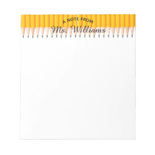 Teacher Classroom Pencil Custom Name Notepad
