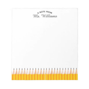 Teacher Classroom Pencil Custom Name Notepad