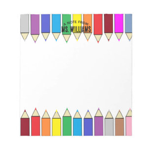 Teacher Classroom Pencil Custom Name Notepad