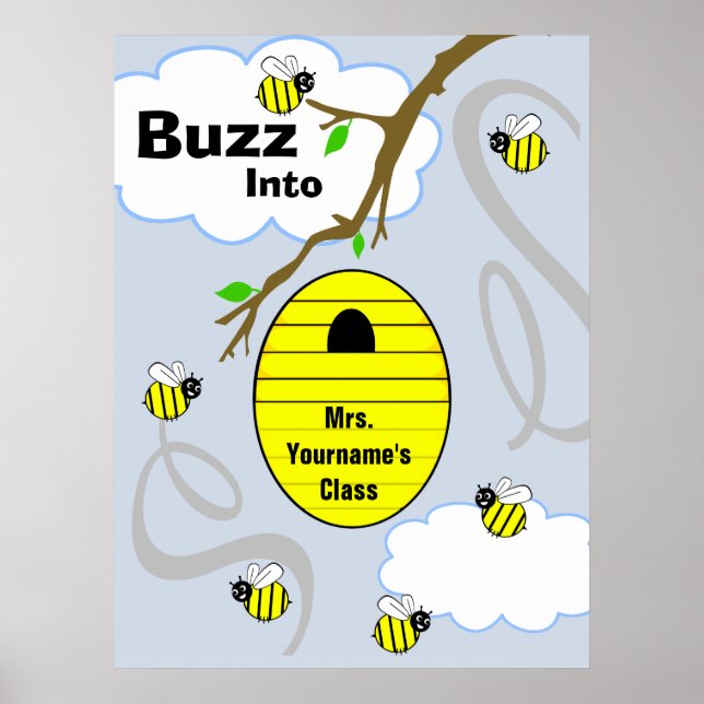 Teacher Classroom Poster - Bees And Bee Hive (Front)