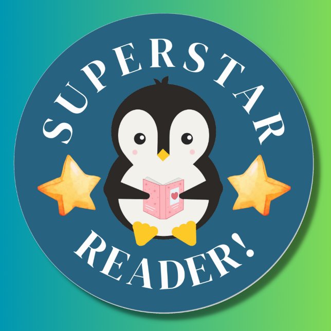 Teacher Classroom Superstar Reader Award  Classic Round Sticker (Creator Uploaded)