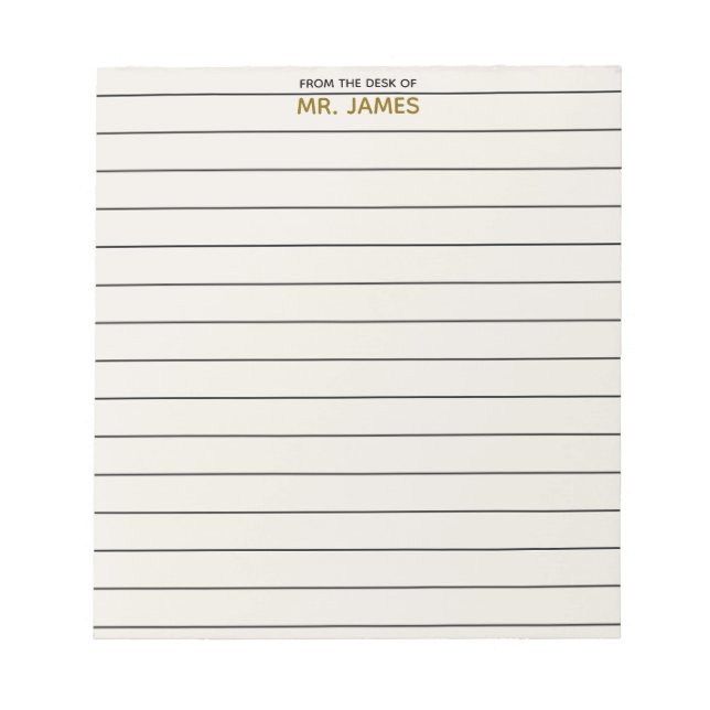 Teacher Clean Simple Lined Paper From The Desk Of  Notepad (Front)