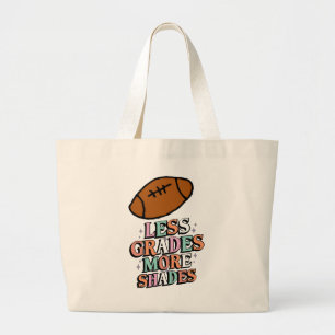 Teacher Coach Football  less grade more shades Large Tote Bag