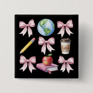 Teacher Coffee Bow Cute Appreciation Gifts 15 Cm Square Badge