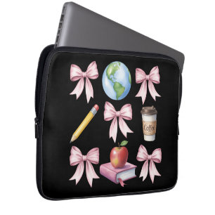 Teacher Coffee Bow Cute Appreciation Gifts Laptop Sleeve