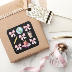 Teacher Coffee Bow Cute Appreciation Gifts  Square Sticker