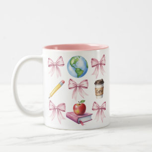 Teacher Coffee Bow Cute Appreciation Gifts  Two-Tone Coffee Mug