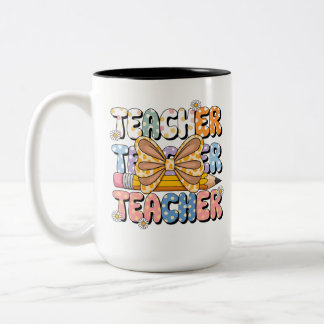 Teacher coffee race Two-Tone coffee mug
