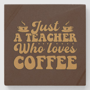 Teacher coffee word art stone coaster