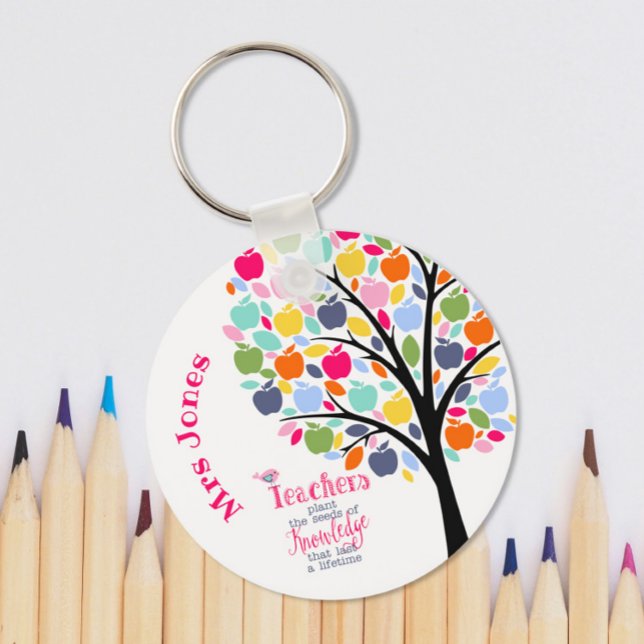 Teacher Colorful apple  Tree thank you gift Key Ring (Creator Uploaded)