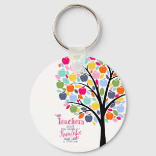 Teacher Colorful apple  Tree thank you gift Key Ring