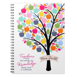 Teacher Colourful apple Tree thank you gift Notebook