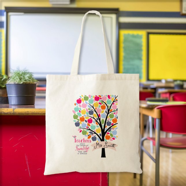 Teacher Colourful apple  Tree thank you gift Tote Bag (Creator Uploaded)