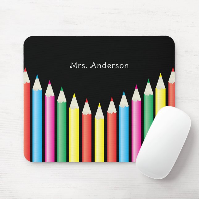 Teacher Colourful Pencils Desk Mat Mouse Pad (With Mouse)