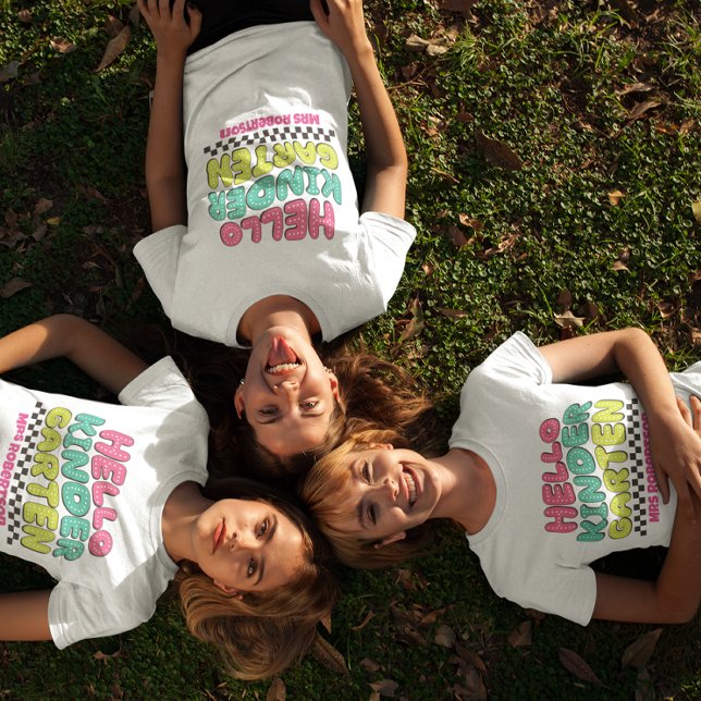  Teacher colourful retro kindergarten t-shirt (Creator Uploaded)