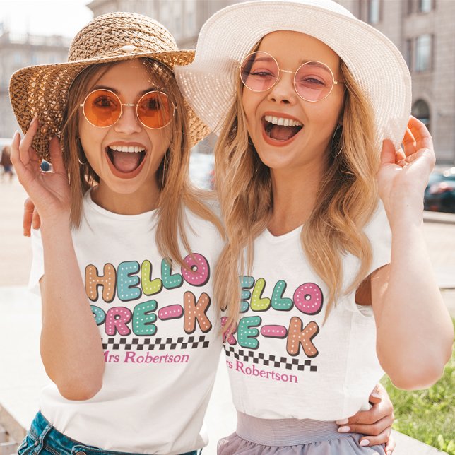  Teacher colourful retro pre-k t-shirt (Creator Uploaded)