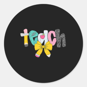 Teacher Coquette Bow Back To School First Day Of S Classic Round Sticker