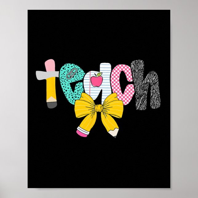 Teacher Coquette Bow Back To School First Day Of S Poster (Front)