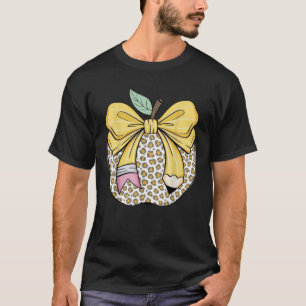 Teacher Coquette Pencil Bow And Apple Teacher T-Shirt