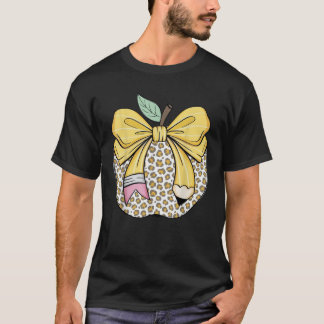 Teacher Coquette Pencil Bow And Apple Teacher T-Shirt