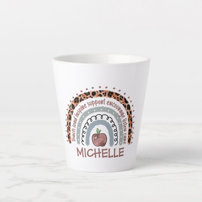 Teacher Core Values Rainbow Latte Mug (Front)