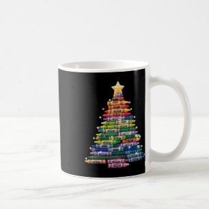 Teacher Crayon Christmas Tree Lights Student Schoo Coffee Mug