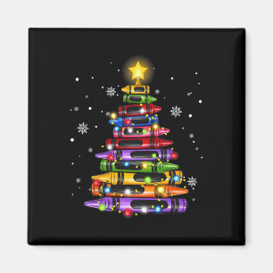 Teacher Crayon Christmas Tree Lights Student Schoo Magnet