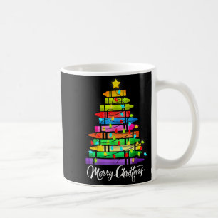 Teacher Crayon Merry Christmas Tree Lights School Coffee Mug