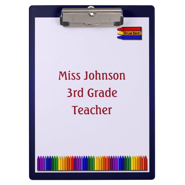 Teacher Crayons Custom Clipboard (Front)