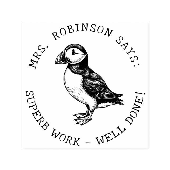 Teacher Create Your Atlantic Puffin Superb Work Self-inking Stamp (Design)