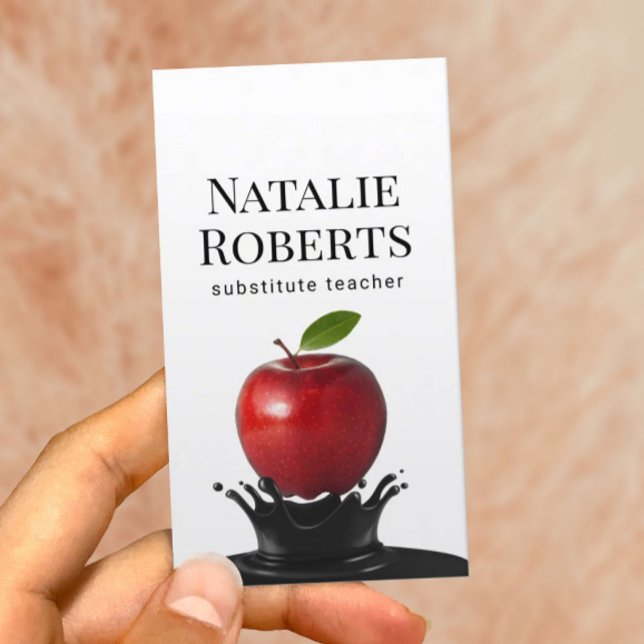 Teacher Creative Apple Splash Professional Business Card (Creator Uploaded)