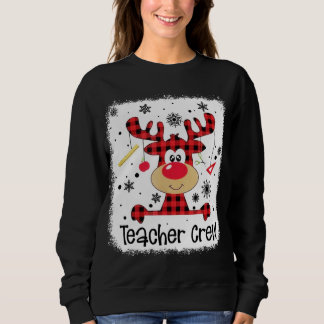 Teacher Crew Cute Red Plaid Reindeer Snow Lover Ch Sweatshirt
