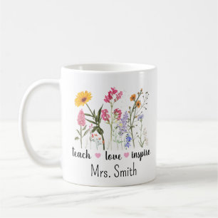Teacher Custom Mug Sublimation . Teacher Floral Mu