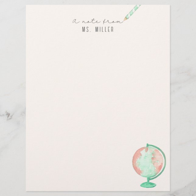 Teacher Custom Notecards Custom Letterhead (Front)