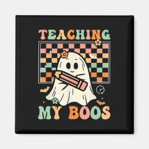 Teacher Cute Ghost Groovy Teacher Halloween Teachi Magnet