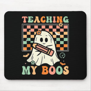 Teacher Cute Ghost Groovy Teacher Halloween Teachi Mouse Pad