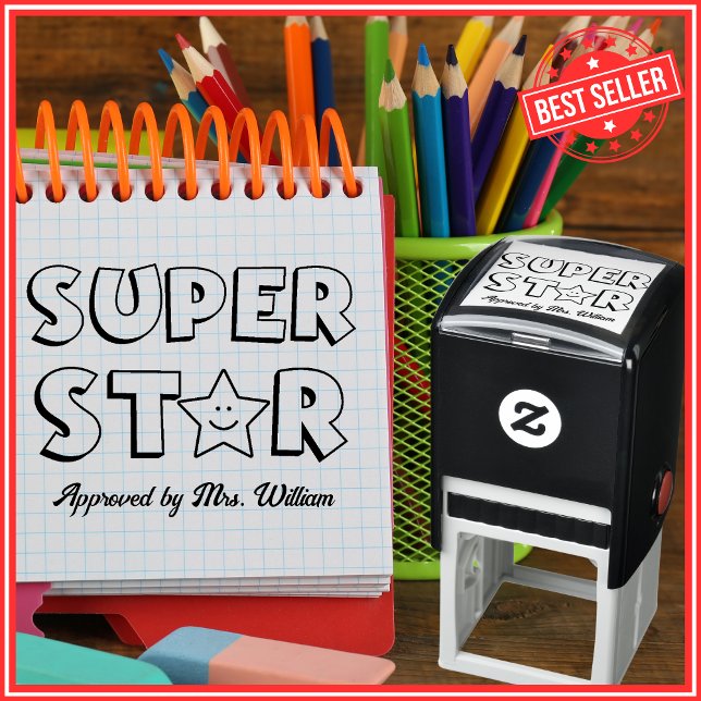 Teacher Cute Star Praise Grading Encouragement Self-inking Stamp (Creator Uploaded)