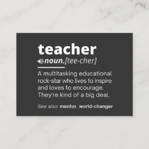 Teacher Definition - Funny Teaching School Teacher Business Card