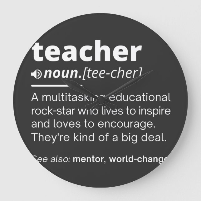 Teacher Definition - Funny Teaching School Teacher Large Clock (Front)