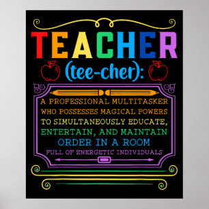 Teacher Definition Funny Teaching School Teacher Poster