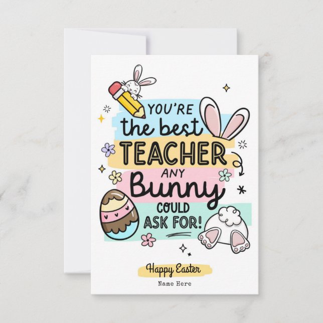 Teacher Easter Appreciation Happy Easter Card (Front)
