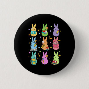 Teacher Easter Bunny Happy Easter Egg Groovy Stude 6 Cm Round Badge