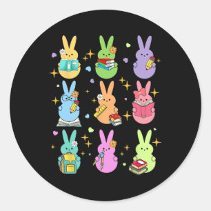 Teacher Easter Bunny Happy Easter Egg Groovy Stude Classic Round Sticker
