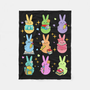 Teacher Easter Bunny Happy Easter Egg Groovy Stude Fleece Blanket